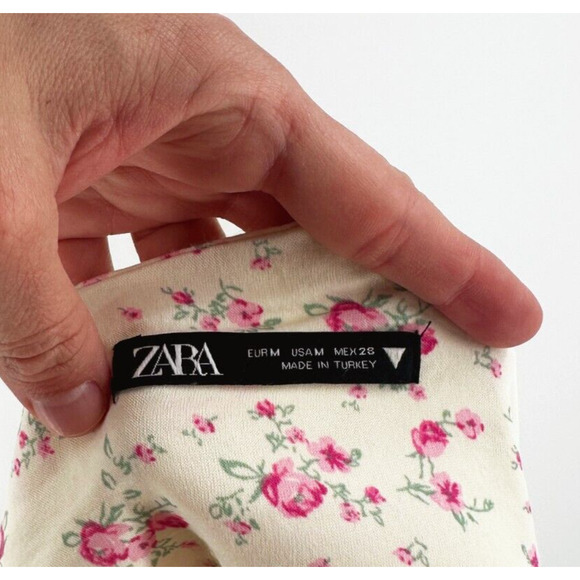 Zara Womens Floral Print Crop Top Medium Halter Cottage Boho Romantic Feminine - Picture 6 of 8